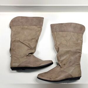 Grey faux leather boots